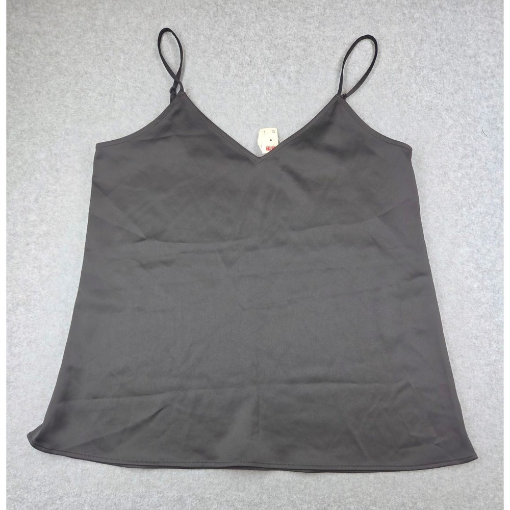 Uniqlo Satin Camisole V-Neck Adjustable Strap Tank Top Black Small 435073